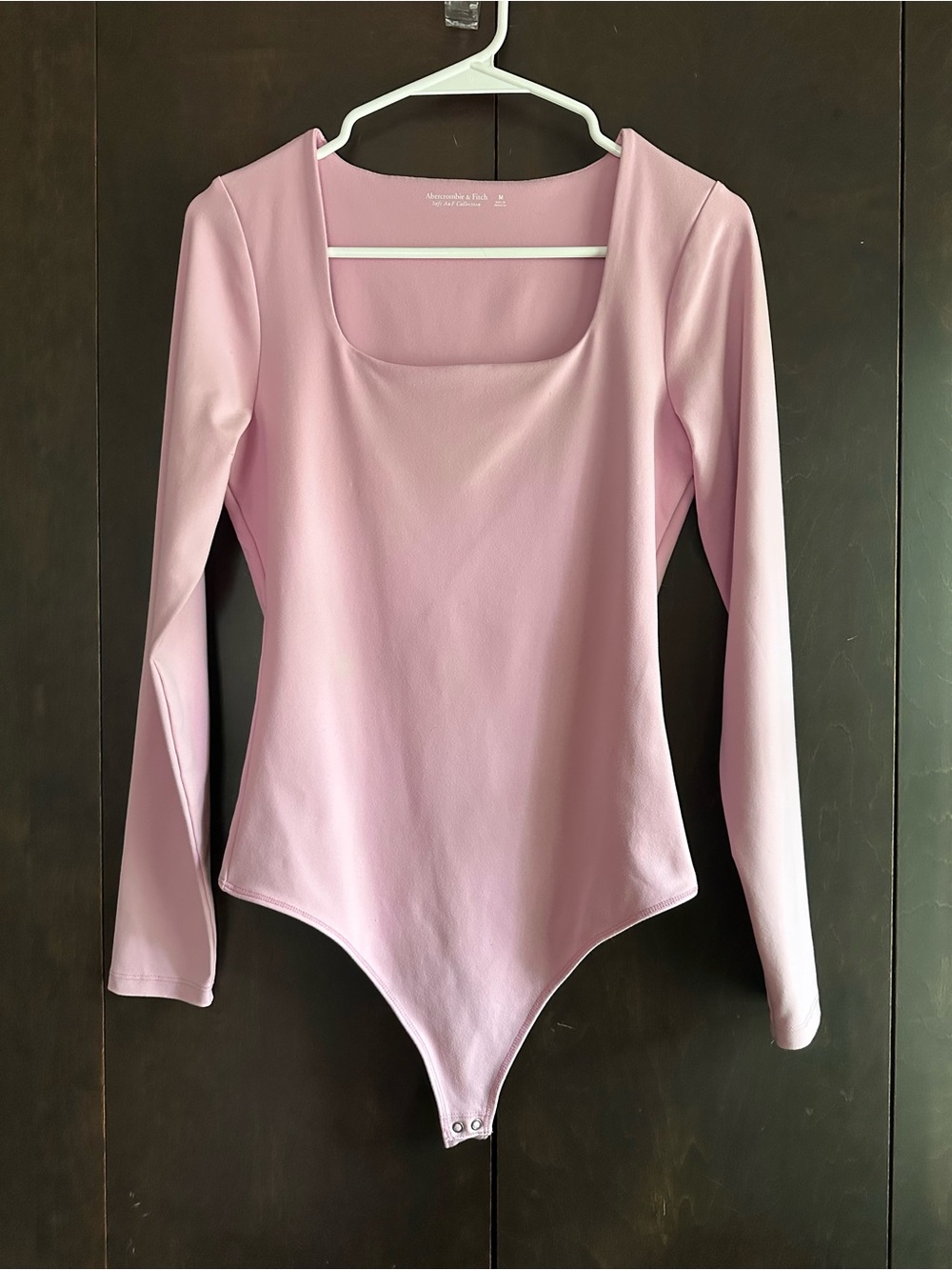 Abercrombie & Fitch Pink Square-Neck Long Sleeve Bodysuit